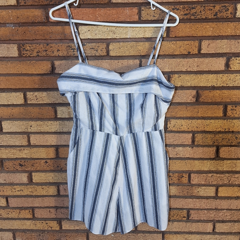 Altar'd State Small Blue & White Striped Romper Jumpsuit
